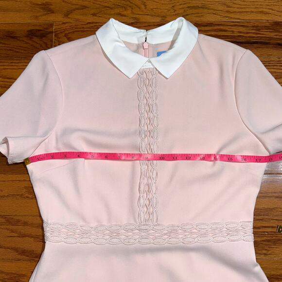 CeCe Blush Pink Peter Pan Collar Short Sleeve Fit & Flare Dress Size 4 - Picture 11 of 14